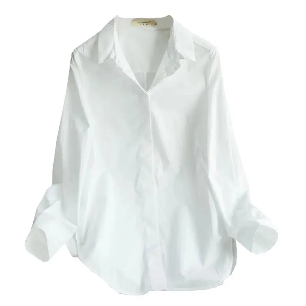 Camisa branca feminina básica solta e casual