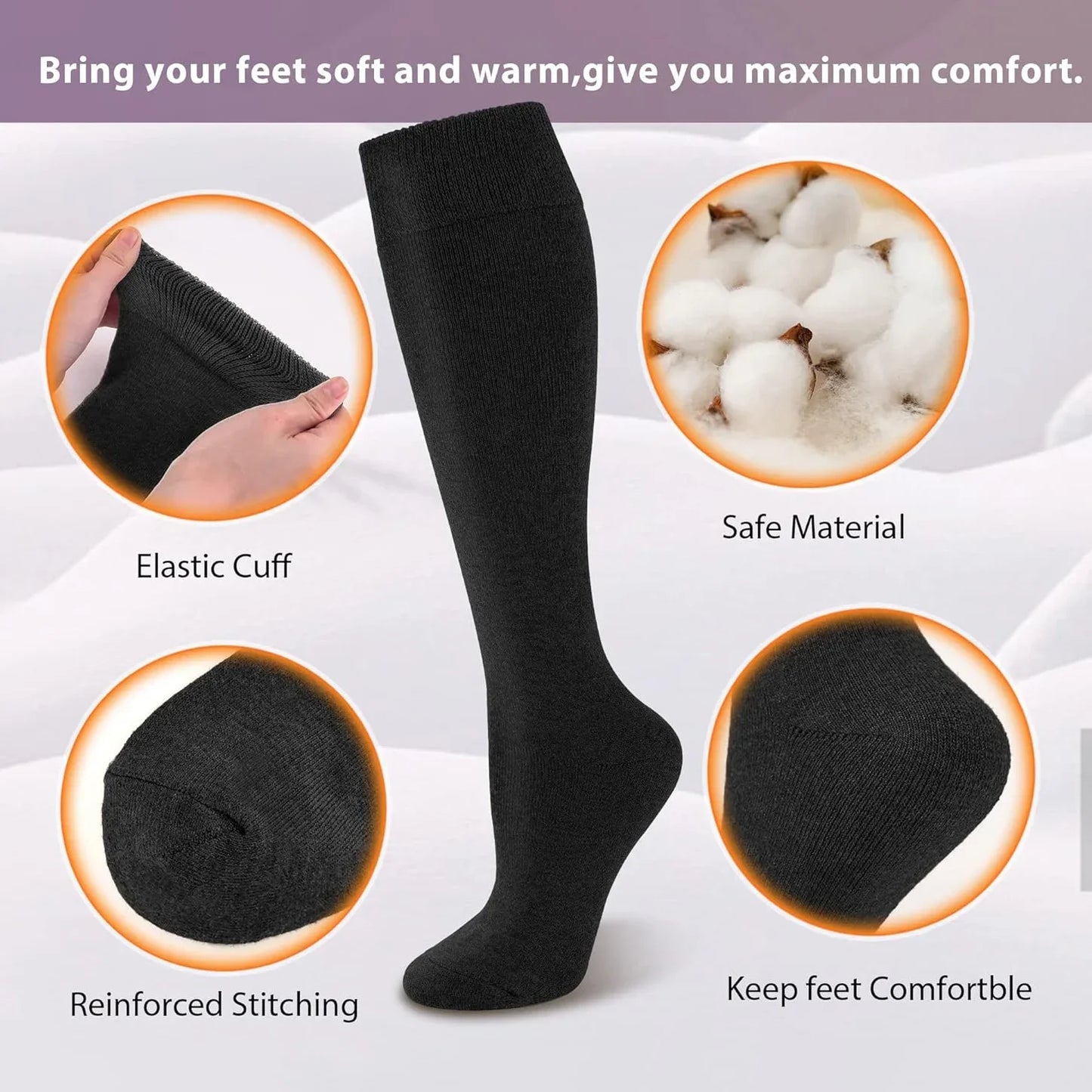 2 pairs of warm knee high socks for women