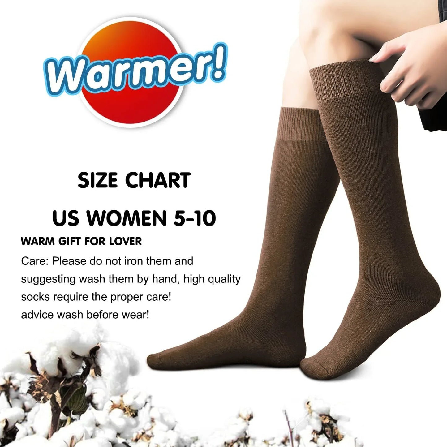 2 pairs of warm knee high socks for women